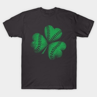 St. Patrick's Baseball Softball Shamrock Baseball Stitches Cute Baseball Lover T-Shirt